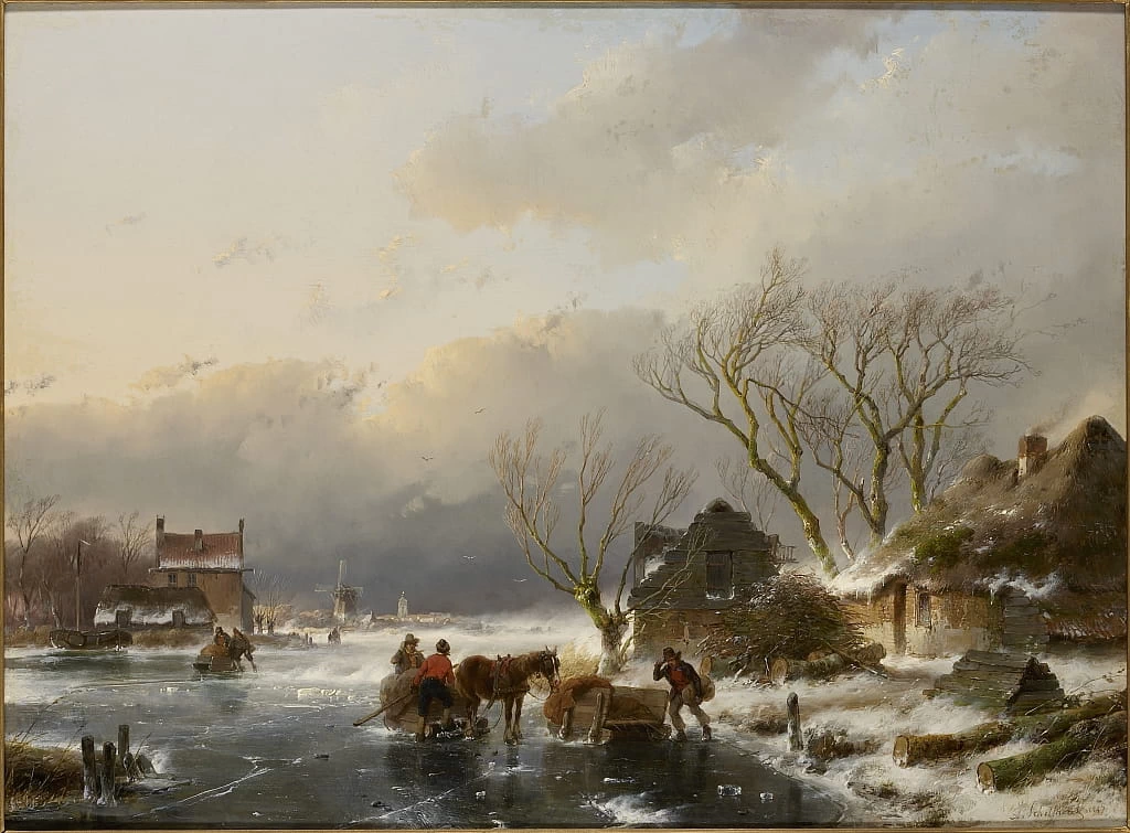 Paesaggio invernale con un fiume ghiacciato, 1847